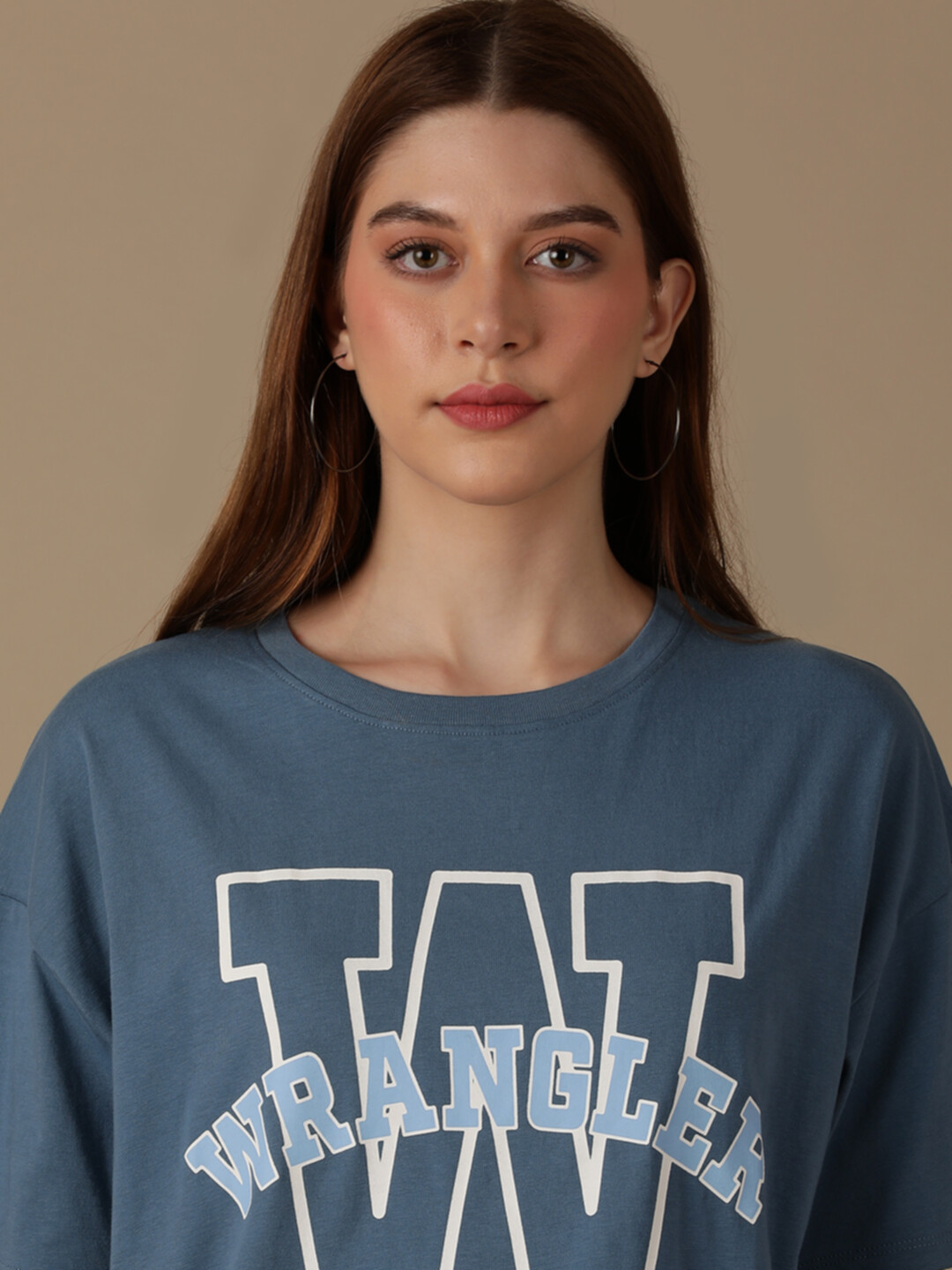 Buy Women Graphic Blue Crew Neck Girlfriend Tee Fit Tshirt