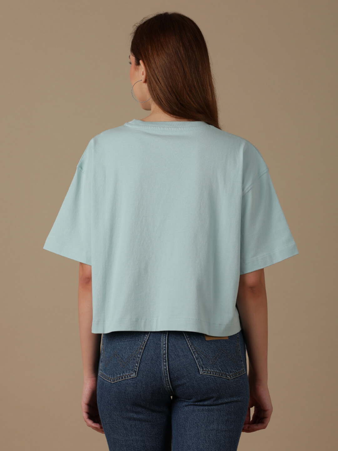 ぼぶ Buy Women Graphic Blue Crew Neck Boxy Fit Tshirt | Wrangler® India